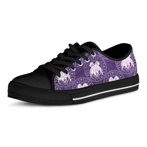 Purple Gemini Zodiac Pattern Print Black Low Top Sneakers