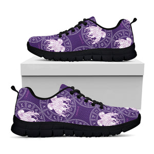Purple Gemini Zodiac Pattern Print Black Running Shoes