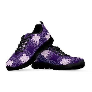 Purple Gemini Zodiac Pattern Print Black Running Shoes