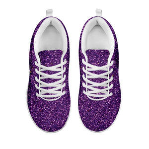Purple (NOT Real) Glitter Print White Running Shoes
