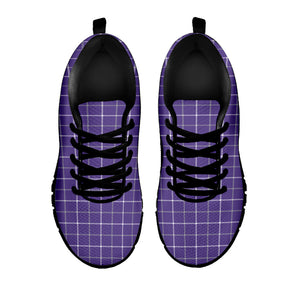 Purple Grey And White Tattersall Print Black Running Shoes