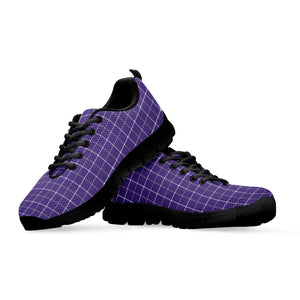 Purple Grey And White Tattersall Print Black Running Shoes