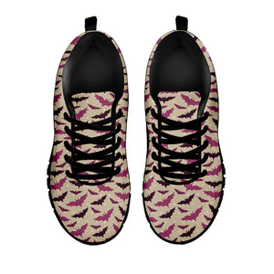 Purple Halloween Bat Pattern Print Black Running Shoes