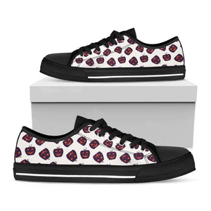 Purple Halloween Pumpkin Pattern Print Black Low Top Sneakers