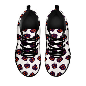 Purple Halloween Pumpkin Pattern Print Black Running Shoes