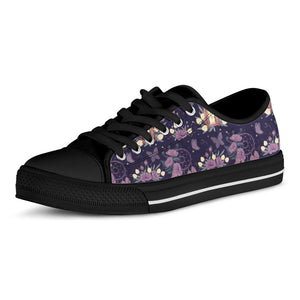 Purple Indian Dream Catcher Print Black Low Top Sneakers