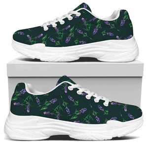 Purple Lavender Pattern Print White Chunky Shoes