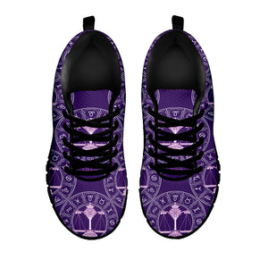Purple Libra Zodiac Pattern Print Black Running Shoes