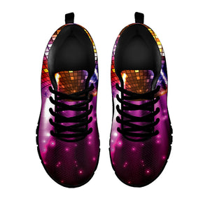 Purple Light Disco Ball Print Black Running Shoes