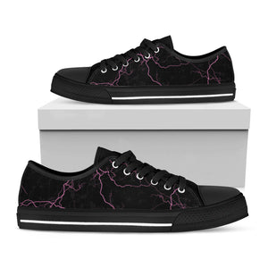 Purple Lightning Print Black Low Top Sneakers