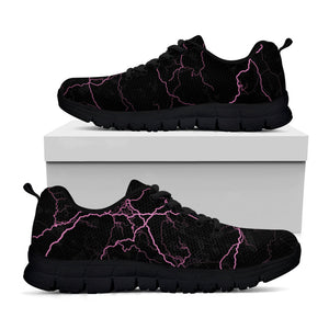 Purple Lightning Print Black Running Shoes