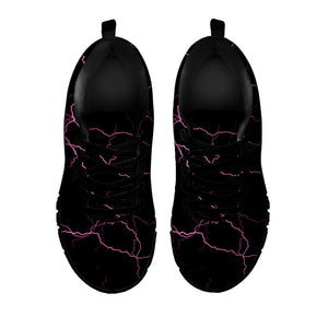 Purple Lightning Print Black Running Shoes