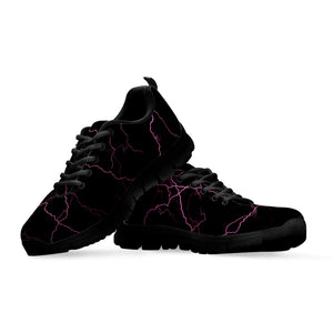 Purple Lightning Print Black Running Shoes