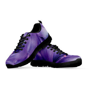 Purple Lily Flower Print Black Running Shoes