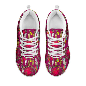 Purple Native Dream Catcher Print White Running Shoes