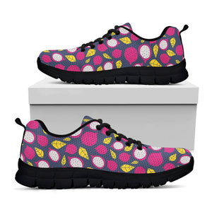 Purple Pitaya Pattern Print Black Running Shoes
