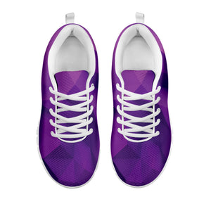 Purple Polygonal Geometric Print White Running Shoes