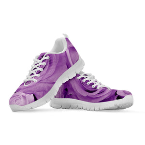 Purple Rose Print White Running Shoes