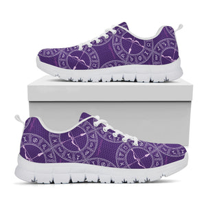 Purple Sagittarius Zodiac Pattern Print White Running Shoes