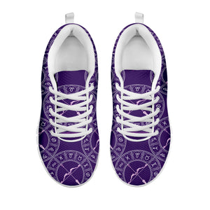 Purple Sagittarius Zodiac Pattern Print White Running Shoes