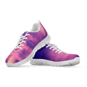 Purple Sky And Full Moon Print White Running Shoes