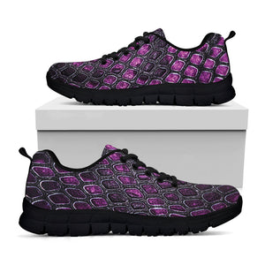 Purple Snakeskin Print Black Running Shoes