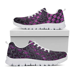 Purple Snakeskin Print White Running Shoes