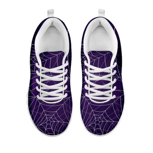 Purple Spider Web Pattern Print White Running Shoes