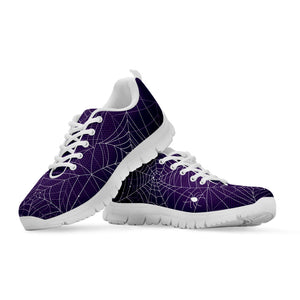 Purple Spider Web Pattern Print White Running Shoes