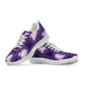 Purple Virgo Zodiac Pattern Print White Running Shoes