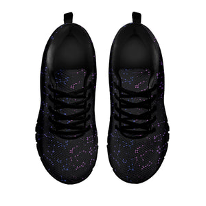 Purple Zodiac Stars Pattern Print Black Running Shoes