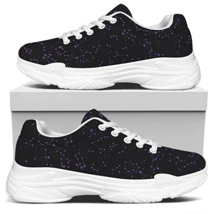 Purple Zodiac Stars Pattern Print White Chunky Shoes