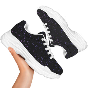 Purple Zodiac Stars Pattern Print White Chunky Shoes