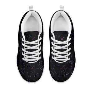Purple Zodiac Stars Pattern Print White Running Shoes