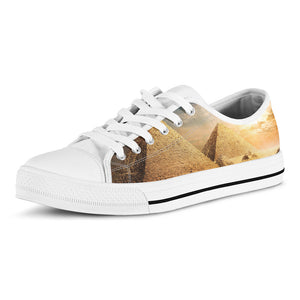 Pyramid Sunset Print White Low Top Sneakers