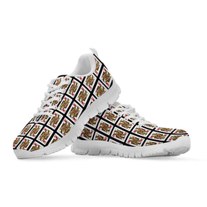Queen Of Hearts Pattern Print White Running Shoes