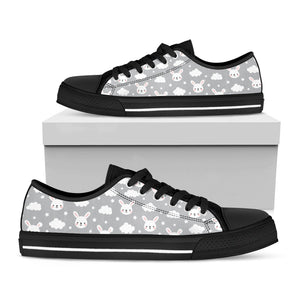 Rabbit And Cloud Pattern Print Black Low Top Sneakers