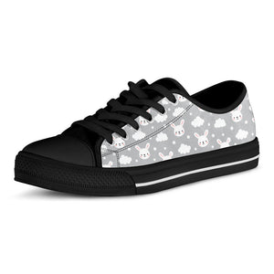 Rabbit And Cloud Pattern Print Black Low Top Sneakers