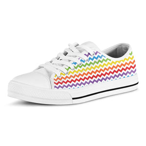Rainbow Chevron Pattern Print White Low Top Sneakers