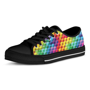 Rainbow Cubes Pattern Print Black Low Top Sneakers