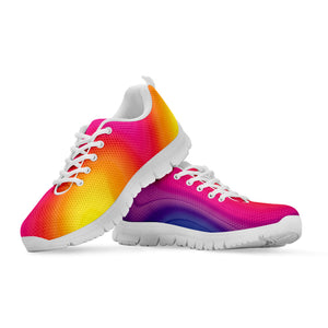 Rainbow Flow Print White Running Shoes