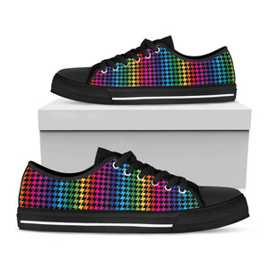Rainbow Gay Pride Zigzag Pattern Print Black Low Top Sneakers