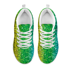 Rainbow (NOT Real) Glitter Print White Running Shoes
