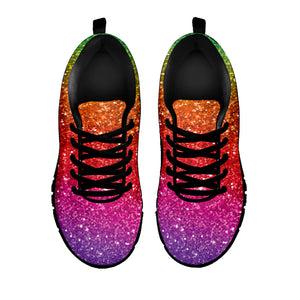 Rainbow (NOT Real) Glitter Artwork Print Black Running Shoes
