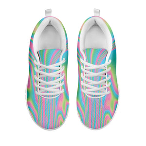Rainbow Holographic Print White Running Shoes