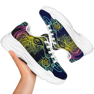 Rainbow Indian Elephant Print White Chunky Shoes