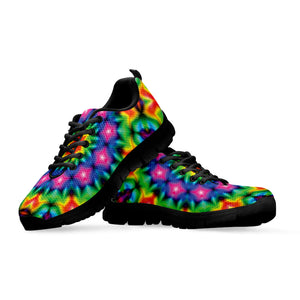 Rainbow Kaleidoscope Print Black Running Shoes