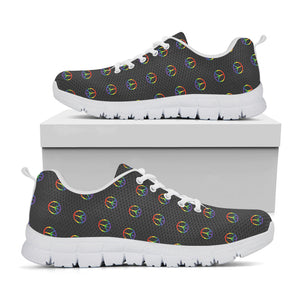 Rainbow LGBT Peace Sign Pattern Print White Running Shoes