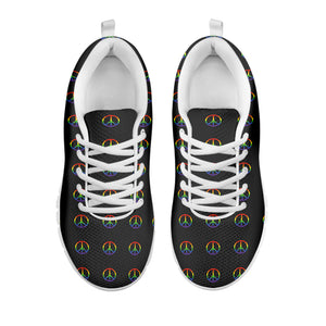Rainbow LGBT Peace Sign Pattern Print White Running Shoes