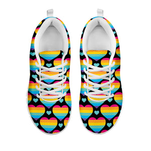 Rainbow LGBT Pride Heart Pattern Print White Running Shoes